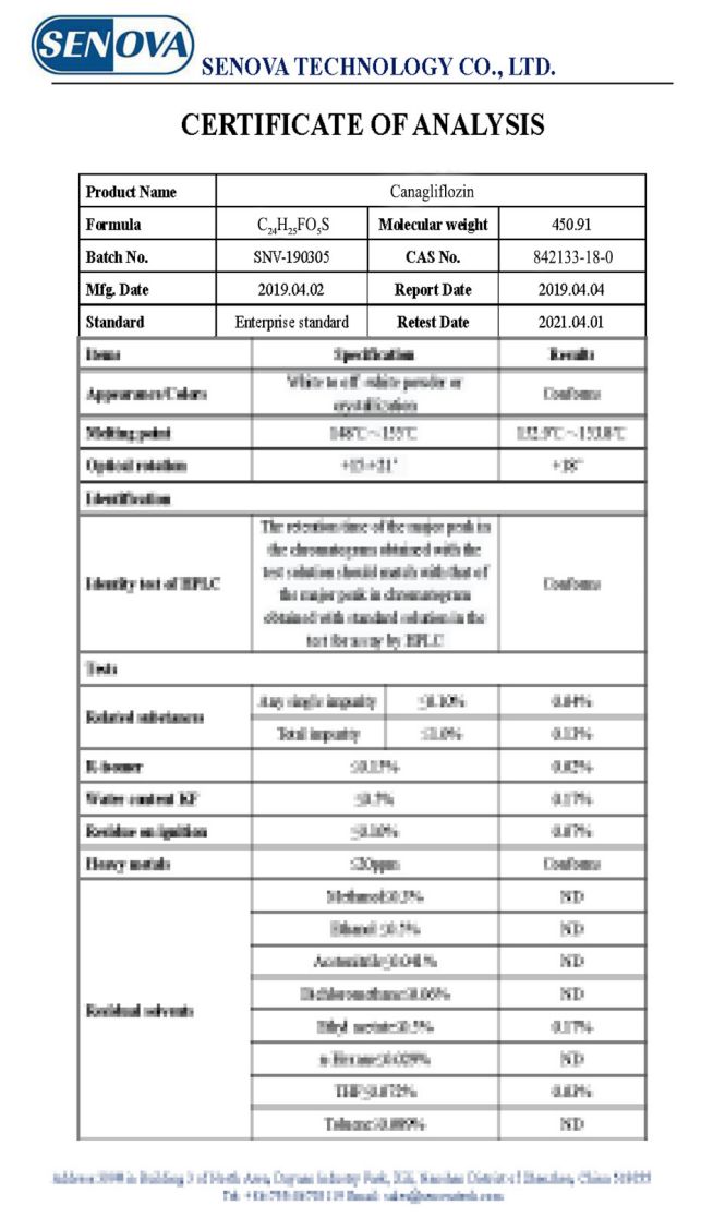 DAPAGLIFLOZIN(A treatment for type 2 diabetes) suppier---SENOVA(图14)